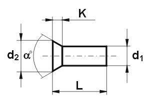 NIT ALUMINIOWY PEŁNY Z ŁBEM STOŻKOWYM PŁASKIM 5.0*12 MM