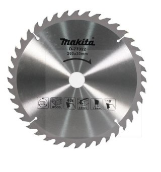TARCZA TNĄCA DO DREWNA ECONOMY 260*30MM 40Z