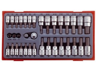 ZESTAW NASADEK I GROTÓW WKRĘTAKOWYCH 1/4'' 3/8''