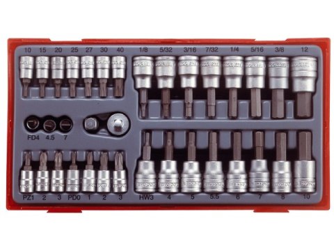 ZESTAW NASADEK I GROTÓW WKRĘTAKOWYCH 1/4'' 3/8''
