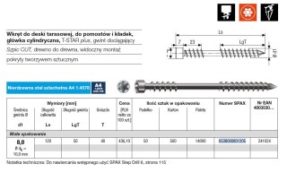 WKRĘT TARASOWY A4 TX 8.0*120MM SPAX-D (50)
