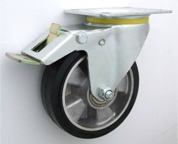 KOŁO ALUMINIUM-GUMA 160MM OBUDOWA SKRĘTNA+HAM. WZM. A45GWH