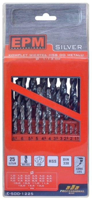 ZESTAW WIERTEŁ HSS DO METALU 1-13MM 25SZT.