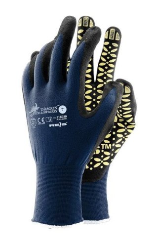 RĘKAWICE LYCRA+NYLON POWLEKANE NITRYLEM RYELLOWBERRY 10
