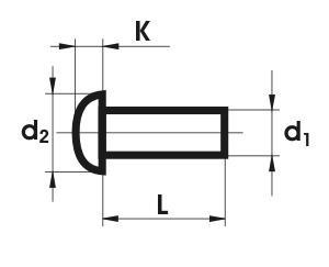 NIT ALUMINIOWY PEŁNY Z ŁBEM KULISTYM 5.0*8 MM
