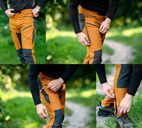 SPODNIE ROBOCZE OUTDOOR 4 WAY STRETCH MUSZTARD-SZARE ROZ XXL
