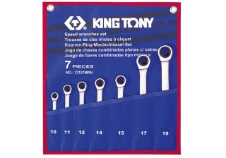 KOMPLET KLUCZY PŁASKO-OCZKOWYCH Z GRZECHOTKĄ 7 SZTUK 10-19MM