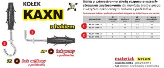 KOŁEK ROZPOROWY WSZECHSTRONNY KAXN 6 HAK SUFITOWY 3.5/P