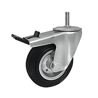 KOŁO METAL-GUMA 125MM OBUDOWA Z TRZPIENIEM+HAMULEC 26MH*M12