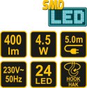 LAMPA WARSZT. PRZEWODOWA LED 4,5W