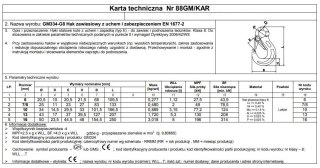 HAK ZAWIESIOWY Z UCHEM I ZABEZPIECZENIEM G8 13MM WLL 5.3T