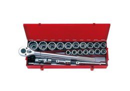 ZESTAW NASADEK 3/4'' 23 CZĘŚCI KRÓTKIE 12-KĄT.21-50MM+AKCES.