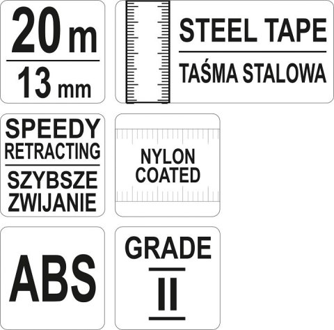 TAŚMA MIERNICZA STALOWA 20M