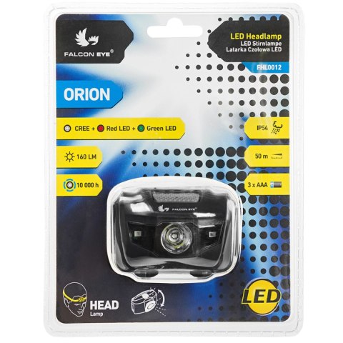 LATARKA CZOŁOWA FALCON EYE ORION 160LM, 3*AAA