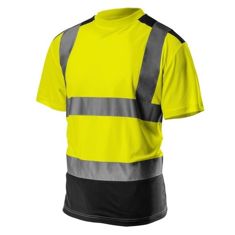 KOSZULKA T-SHIRT OSTRZEGAWCZY CIEMNY DÓŁ ŻÓŁTY S