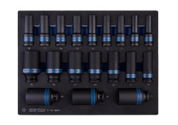KOMPLET NASADEK UDAR.1/2'' 19SZT DŁUGIE 10-36-WKŁAD DO WÓZKA