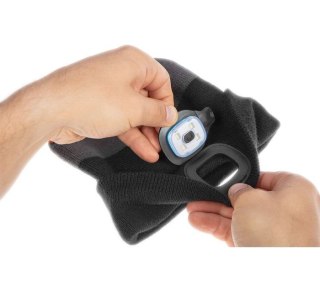 CZAPKA Z LATARKĄ LED CZARNO-SZARO-POMARAŃCZOWA PREMIUM