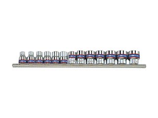 KOMPLET NASADEK 3/8'' KRÓTKIE 12-KĄT. 7-19MM SZYNA 13CZ.