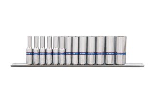 ZESTAW NASADEK 1/4'' DŁUGIE 4-14MM 6-KĄT 13CZ. SZYNA