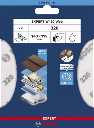 ARKUSZ ŚCIERNY PIANKA EXPERT 115*140MM W480 G320 2PC