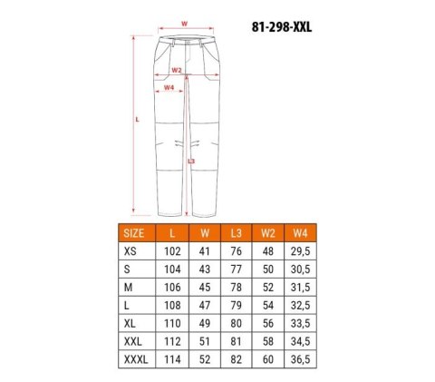 SPODNIE ROBOCZE MIX&MATCH STRETCH BRĄZOWE ROZMIAR XL