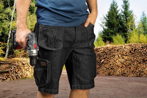 KRÓTKIE SPODENKI ROBOCZE DENIM, CZARNE L