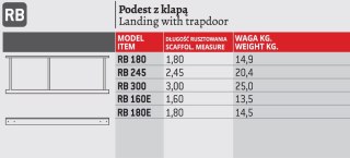 PODEST ROBOCZY Z WŁAZEM 180CM RB180E