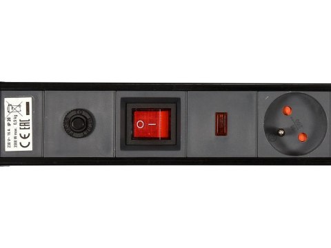PRZEDŁUŻACZ ELEKTR./CZARNY/ 6G Z/U 3M OCHR.PRZECIWPRZEPIĘC.
