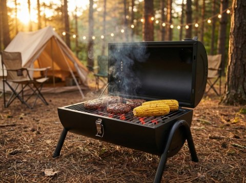 GRILL WĘGLOWY PRZENOŚNY 2XRUSZT 34*21CM