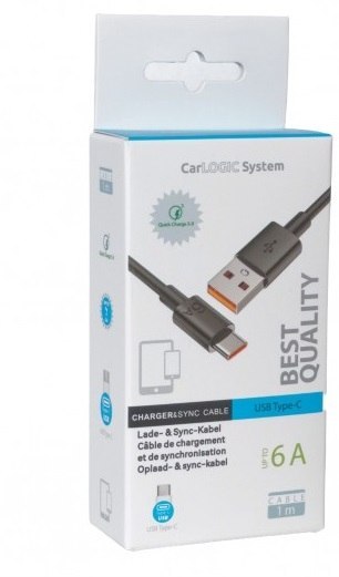 KABEL USB A - USB C 6A HQ BLACK 1M