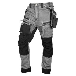 SPODNIE ROBOCZE DENIM WZMOCNIENIA CORDURA, SZARE, ROZ. XL