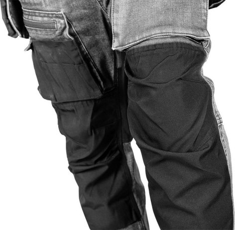 SPODNIE ROBOCZE DENIM WZMOCNIENIA CORDURA, SZARE, ROZ. M