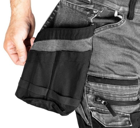 SPODNIE ROBOCZE DENIM WZMOCNIENIA CORDURA, SZARE, ROZ. M