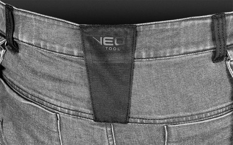 SPODNIE ROBOCZE DENIM WZMOCNIENIA CORDURA, SZARE, ROZ. S