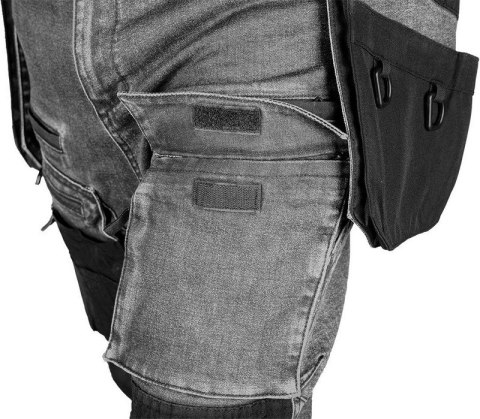 SPODNIE ROBOCZE DENIM WZMOCNIENIA CORDURA, SZARE, ROZ. S