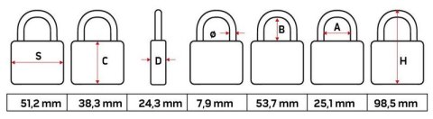 KŁÓDKA DŁUGA NA SZYFR 101*51.5*24MM