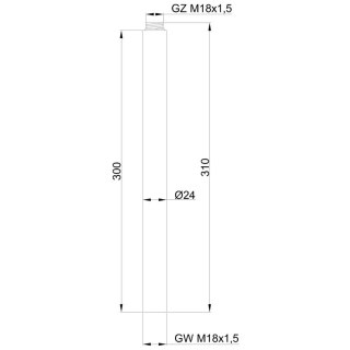 PRZEDŁUŻKA DO DESZCZOWNICY INVENA 30CM CHROM