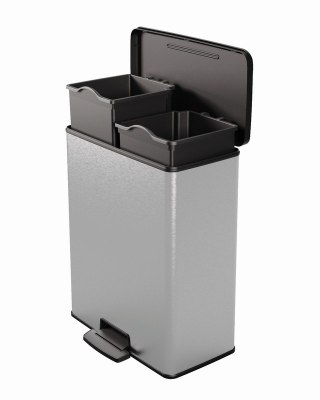 KOSZ NA ŚMIECI CURVER, Z PEDAŁEM 26+26L - METALIZOWANY