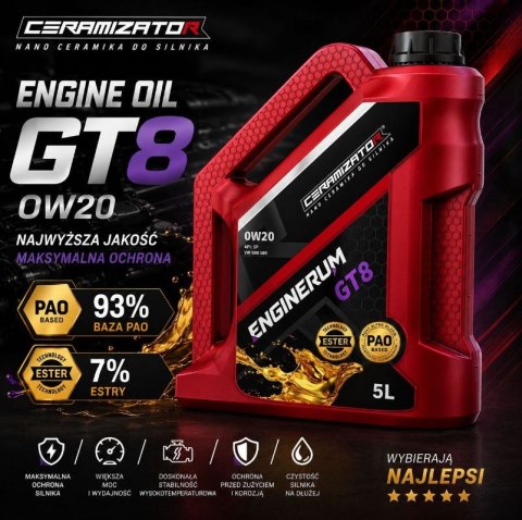 CERAMIZATOR OLEJ SYNTETYCZNY ENGINERUM GT8 0W20 5L