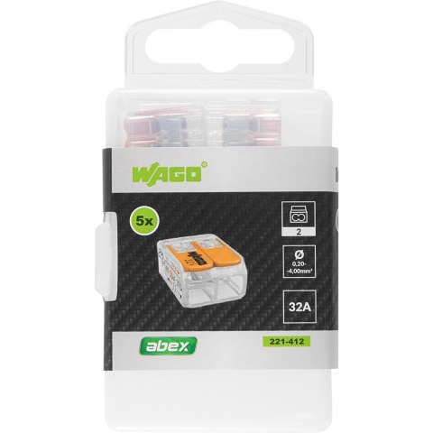 SZYBKOZŁĄCZKA WAGO 221-412 2X0,5-4,0 MM2 Z DŹWIGNIAMI 10 SZT