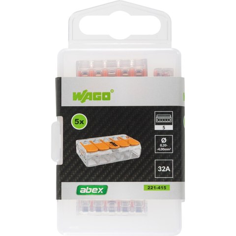 SZYBKOZŁĄCZKA WAGO 221-415 5X0,5-4,0 MM2 Z DŹWIGNIAMI 5 SZT.